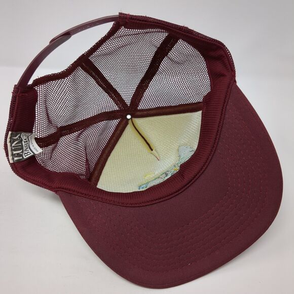 Luna Basics Snapback Trucker Hat Red OS Adjustable Embroidered Mesh Back Rope - Picture 6 of 8